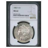 1882-S Morgan Silver Dollar NGC MS62