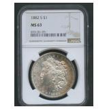 1882-S Morgan Silver Dollar NGC MS63