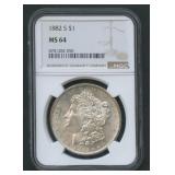 1882-S Morgan Silver Dollar NGC MS64