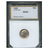 1982 No Mink Mark Roosevelt DIme PCI MS60