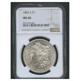 1882-S Morgan Silver Dollar NGC MS60