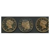 (1.26 ozt TW) 3- Classic Gold Coins .999 Silver