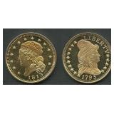 (1.04 ozt TW) 2- Classic Gold Coins .999 Silver