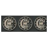 (1.03 ozt TW) 3- Three-Cent Silver .999 Rounds