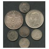(1.35 ozt TW) 7- Mixed Foreign Coins .800 Silver