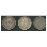 (1.43 ozt TW) 3- Mixed Sweden Coins .800 Silver