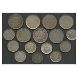 (1.79 ozt TW) 16- Mixed Foreign Coins .600 Silver