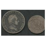 (1.21 ozt TW) 2- Mixed Foreign Coins .900 Silver