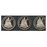 (1.03 ozt TW) 3- Seated Liberty Dimes .999 Silver