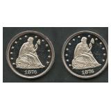 (0.79 ozt TW) 2- Twenty Cent Pieces .999 Silver Rd