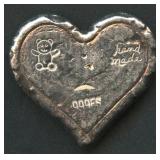 Hand-Made Heart .999 Silver Bar 1.01 ozt