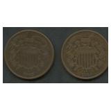 1865 and 1866 Two-Cent Pieces