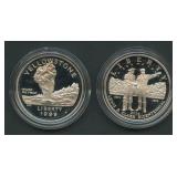 2- Mixed .900 Silver Proof Commemorative Dollars