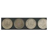 (2.14 ozt TW) 4- Mixed 1 Pesos .720 Silver
