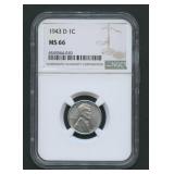 1943-D Lincoln Head Steel Cent NGC MS 66