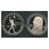 2- Mixed .900 Silver Proof Commemorative Dollars
