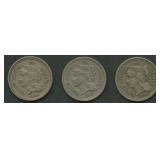 3- Mixed Three-Cent Nickels
