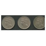 3- Mixed Three-Cent Nickels