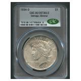 1934-D Peace Silver Dollar CAC AU Details