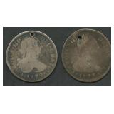 2- 1770's Mexico 2 Reales .903 Silver Coins