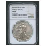 2024-W ASE Burnished Silver Eagle NGC MS 69