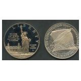 2- Mixed .900 Silver Proof Commemorative Dollars