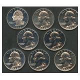 8- Mixed Proof Silver Washington Quarters
