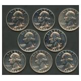 8- Mixed Proof Silver Washington Quarters