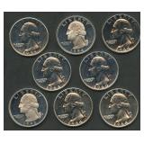 8- Mixed Proof Silver Washington Quarters