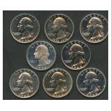 8- Mixed Proof Silver Washington Quarters