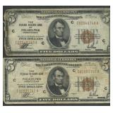 2- 1929 $5 Federal Reserve Bank Notes FR-1850C