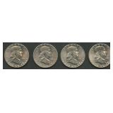 4- 1961 Franklin Half Dollars AU/BU