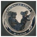 2011 Australian $1 Koala .999 Silver Round 1 ozt