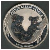 2011 Australian $1 Koala .999 Silver Round 1 ozt