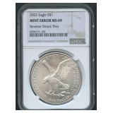 2022 ASE Silver Eagle NGC Mint Error MS 69