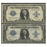 2- 1923 $1 Silver Certificates Blue Seal FR-237