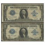 2- 1923 $1 Silver Certificates Blue Seal FR-237