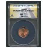 1988 Lincoln Cent ANACS MS 60 Details