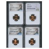 4- Mixed Proof Lincoln Head Cents NGC Graded