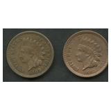 2- 1862 Copper-Nickel Indian Head Cents