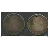 2- 1700's Mexico 2 Reales .903 Silver Coins