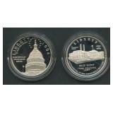 2- Mixed .900 Silver Proof Commemorative Dollars
