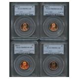 4- Mixed Proof Lincoln Head Cents PCGS Graded