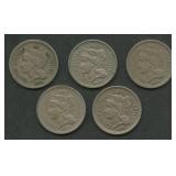 5- Mixed Three-Cent Nickels
