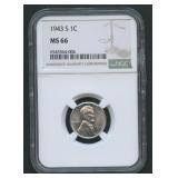 1943-S Lincoln Head Steel Cent NGC MS 66