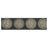 4- Mixed Liberty Head Barber Half Dollars