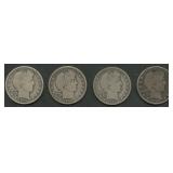 4- Mixed Liberty Head Barber Half Dollars