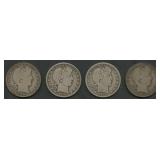 4- Mixed Liberty Head Barber Half Dollars