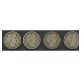 4- Mixed Liberty Head Barber Half Dollars