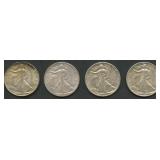 4- Mixed Walking Liberty Half Dollars Higher Grade